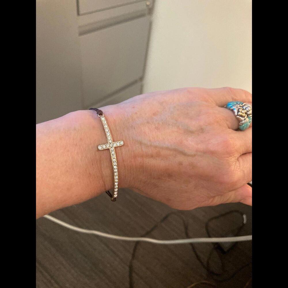 Sideways Rhinestone Cross Bracelet